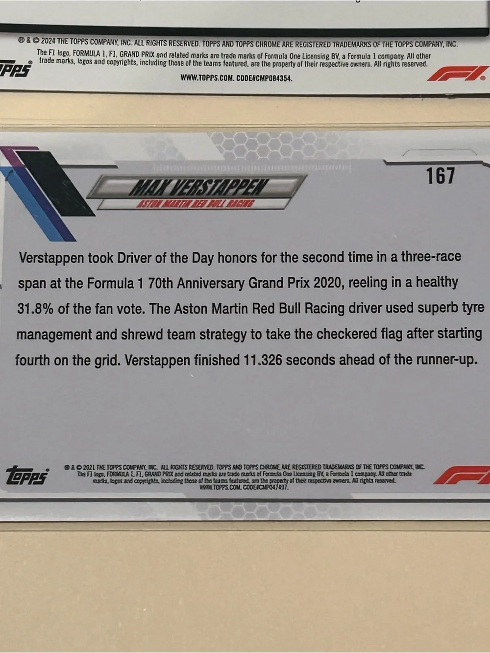 Max Verstappen Red Bull Racing Blue Holographic Trading Card - Formula 1